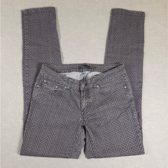 Prana Skinny Jeans Gray Herringbone Medium Wash Pockets Denim Women's Size 6 - Picture 4 of 10